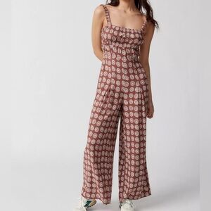 Urban Outfitters Ecote Lovas Linen Blend Strappy-Back Jumpsuit Size Medium
